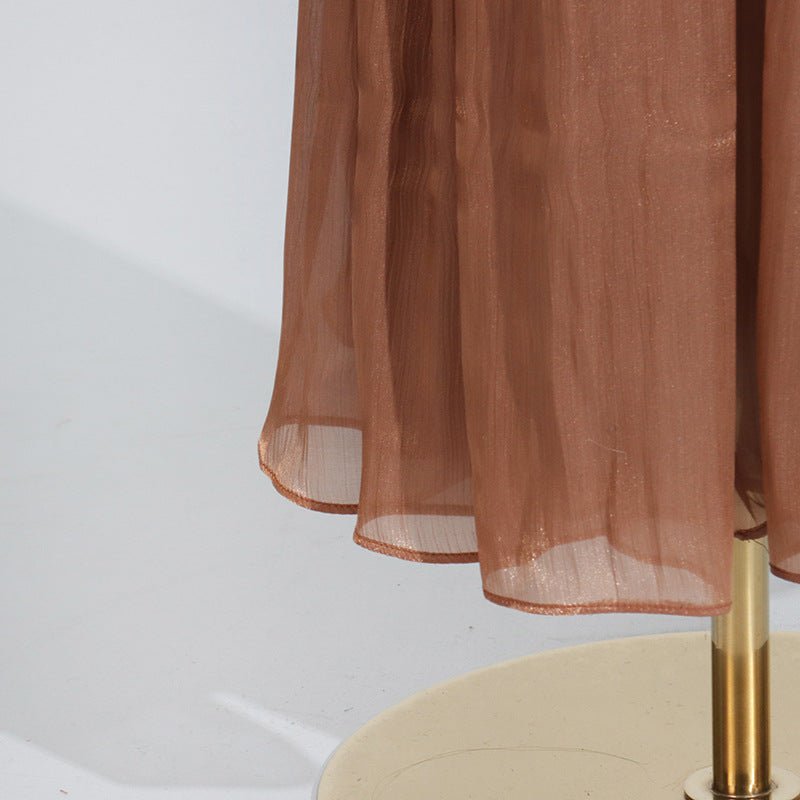 Balloon Sleeve Tie - Neck Maxi Dress(MS303) - Mariam's Collection