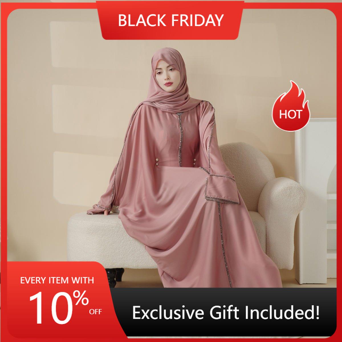 Batwing Abaya With Matching Hijab | Batwing Sleeve Abaya (MA041) - Mariam's Collection