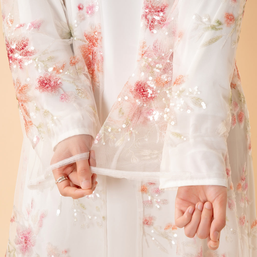 Luxury 3D Floral Sequin Embroidered Open Abaya for Weddings & Eid(MOA306)