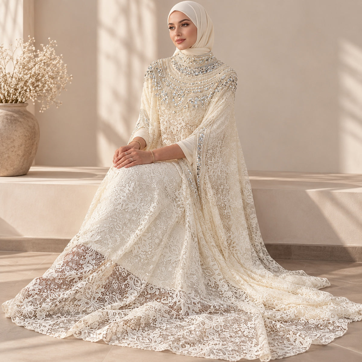 Crochet Lace Overlay Top Set(MA470)