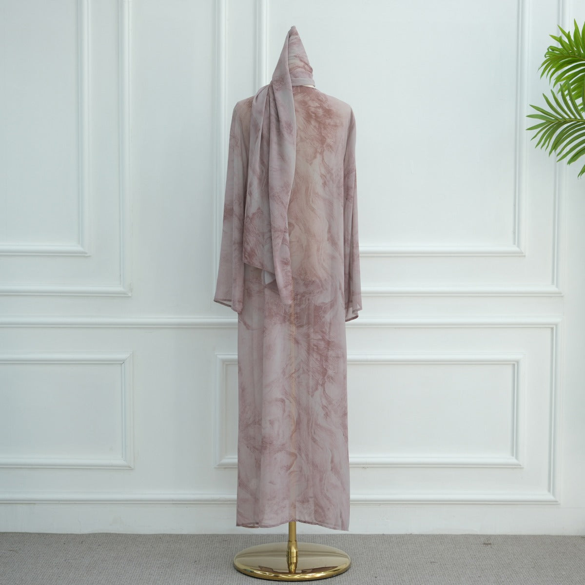 Printed Cardigan Abaya Collection | Modest Luxury Loungewear Feather-Print Robes (MOA194)