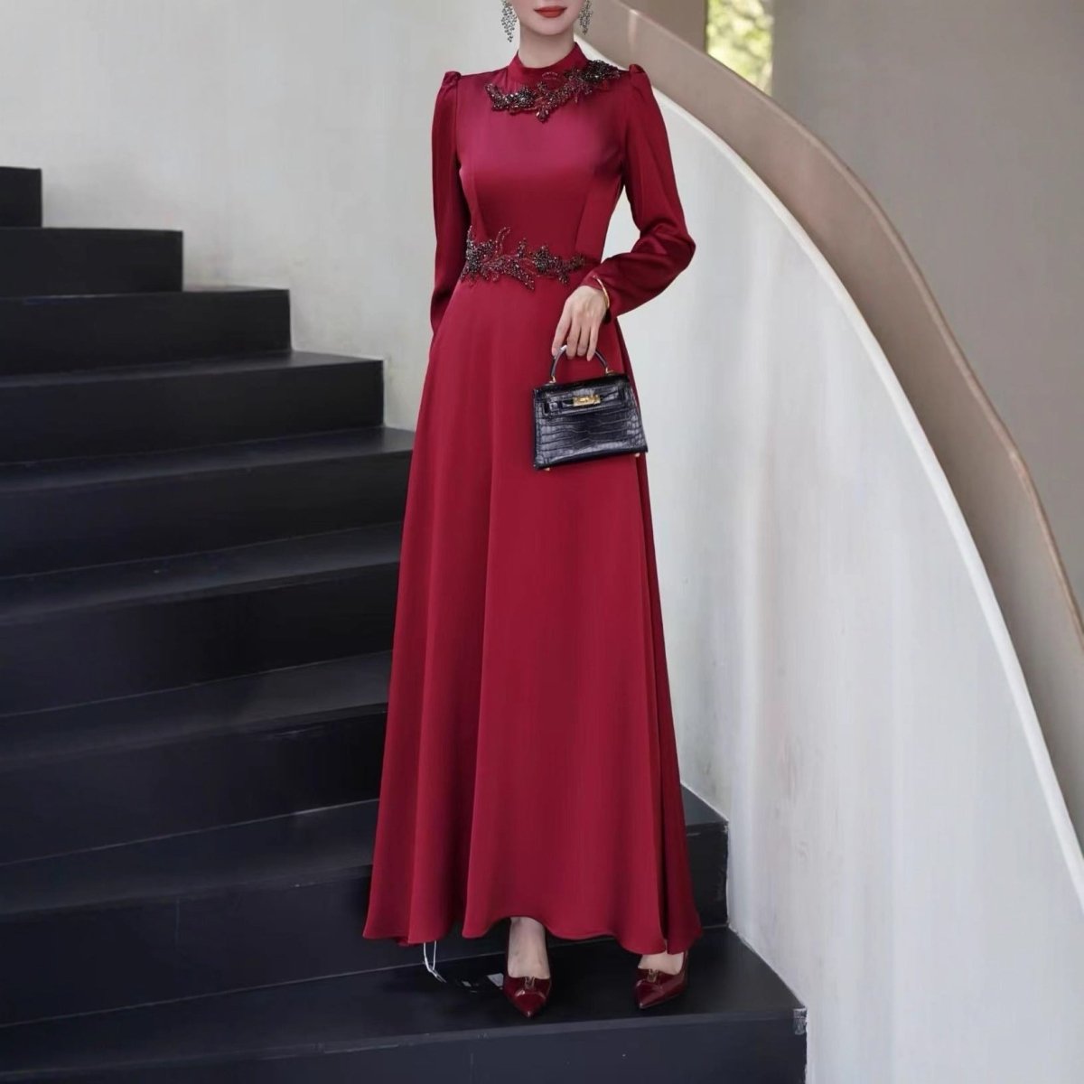 Beaded Embellished Maxi Dress(MS365) - Mariam's Collection