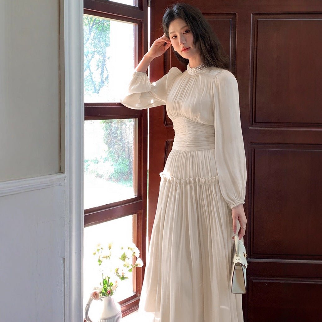 Beaded High-Neck A-Line Maxi Dress(MS553) - Mariam's Collection