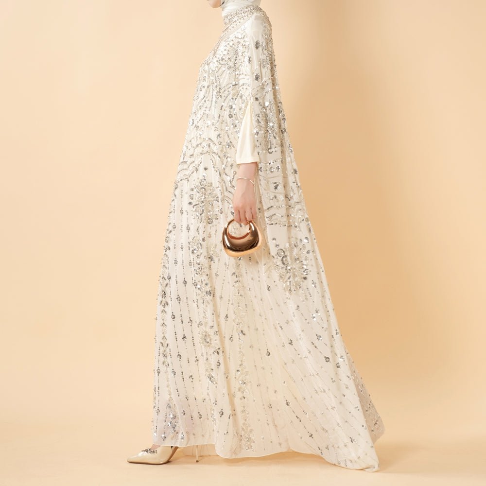 Beaded Sequin Embroidered Batwing Abaya(MA451) - Mariam's Collection