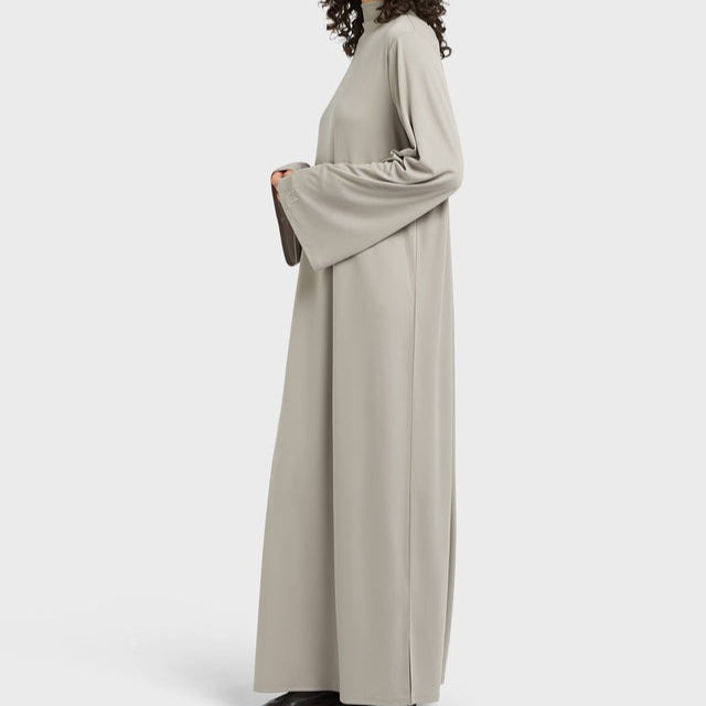 Elegant Half-Turtleneck Pullover Maxi Dress | Loose Fit Solid Color Dress with Hidden Pockets(MA313)