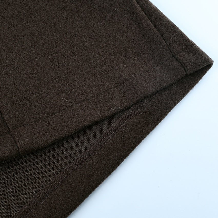 Belted Wool Coat with Shell Brooch(MS255) - Mariam's Collection