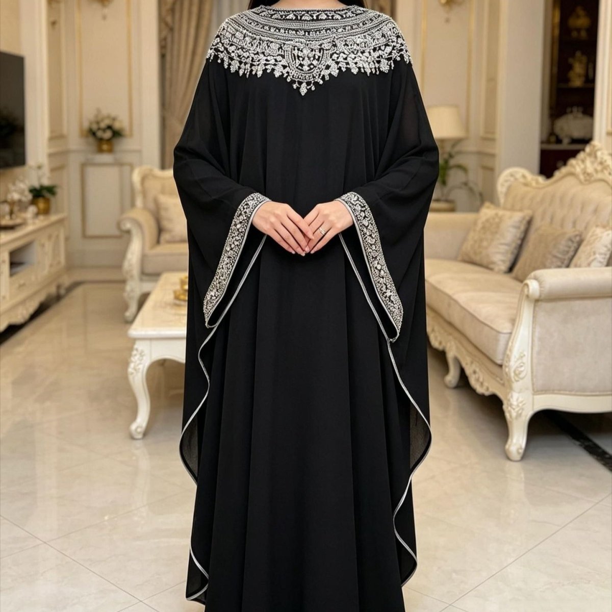 black batwing dress Black Batwing Abaya Gown(MA439)