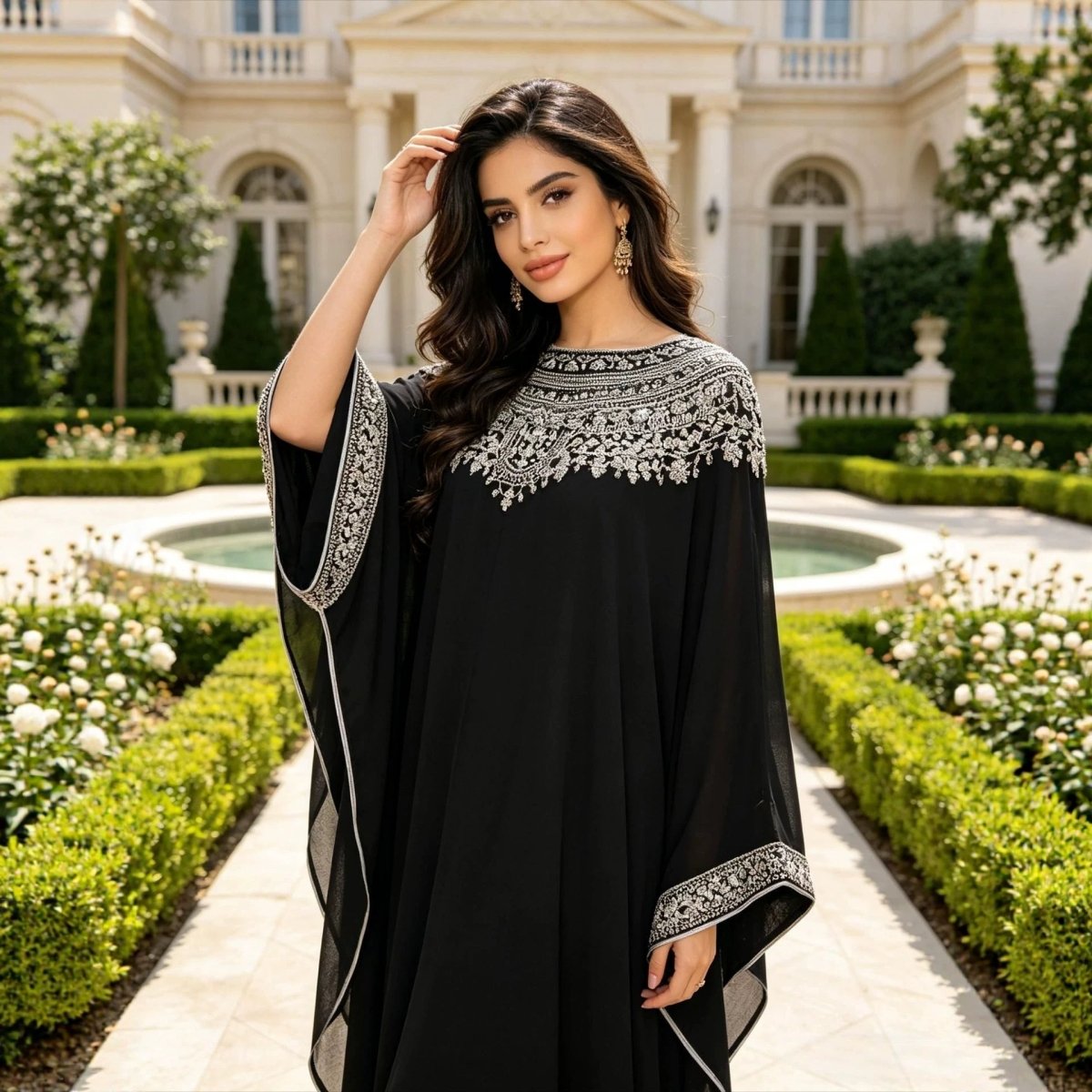 Black Batwing Abaya Gown(MA439) - Mariam's Collection