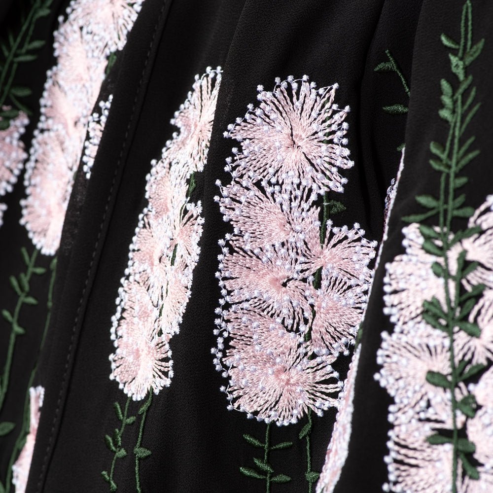 Bloom Embroidered Layered Chiffon Open Abaya(MOA308) - Mariam's Collection