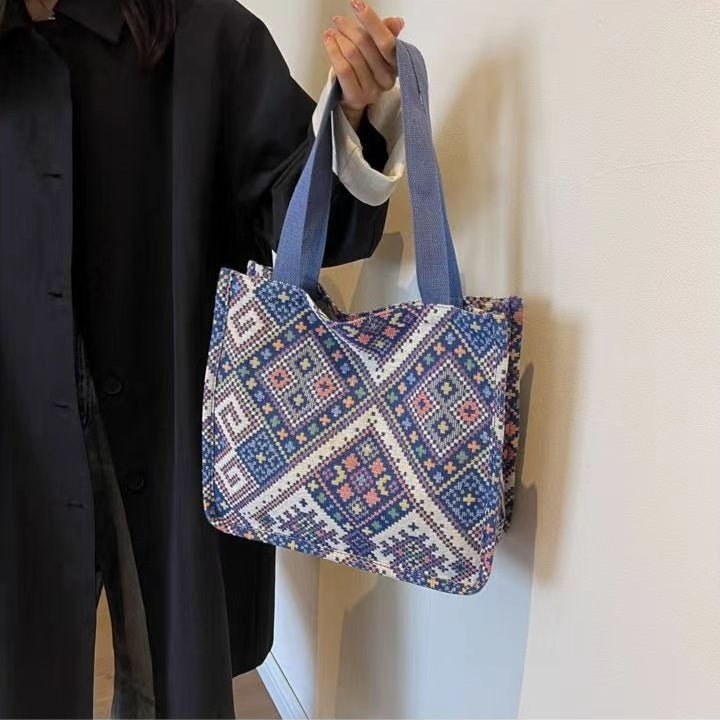 Boho Chic Canvas Tote - Spacious Convertible Bag for Campus & Commute (MAC261) - Mariam's Collection