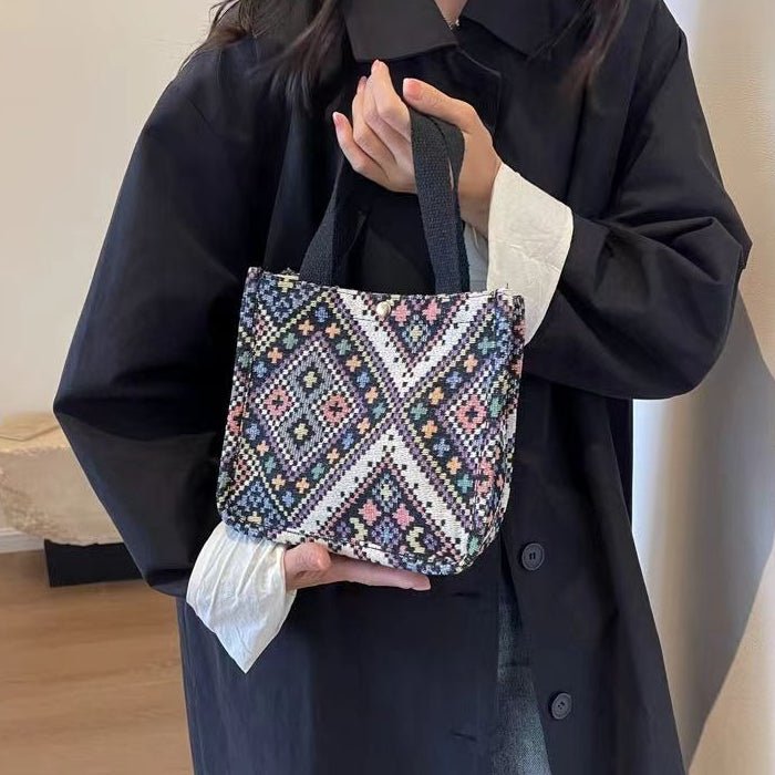 Boho Chic Canvas Tote - Spacious Convertible Bag for Campus & Commute (MAC261) - Mariam's Collection