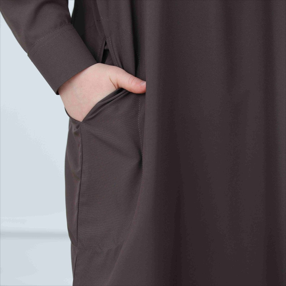 Boys' Classic Thobe with Collar & Pockets(MKB024) - Mariam's Collection