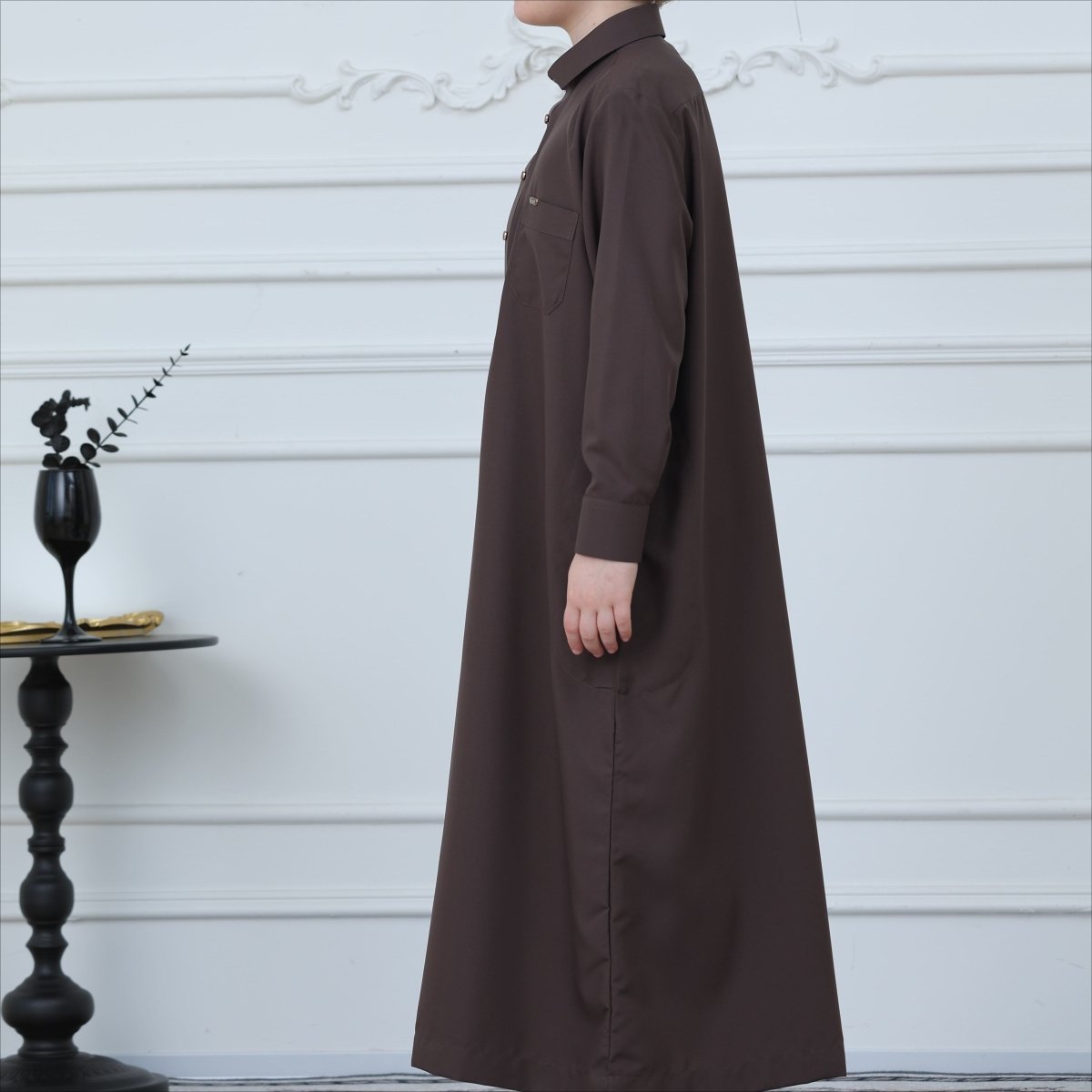 Boys' Classic Thobe with Collar & Pockets(MKB024) - Mariam's Collection