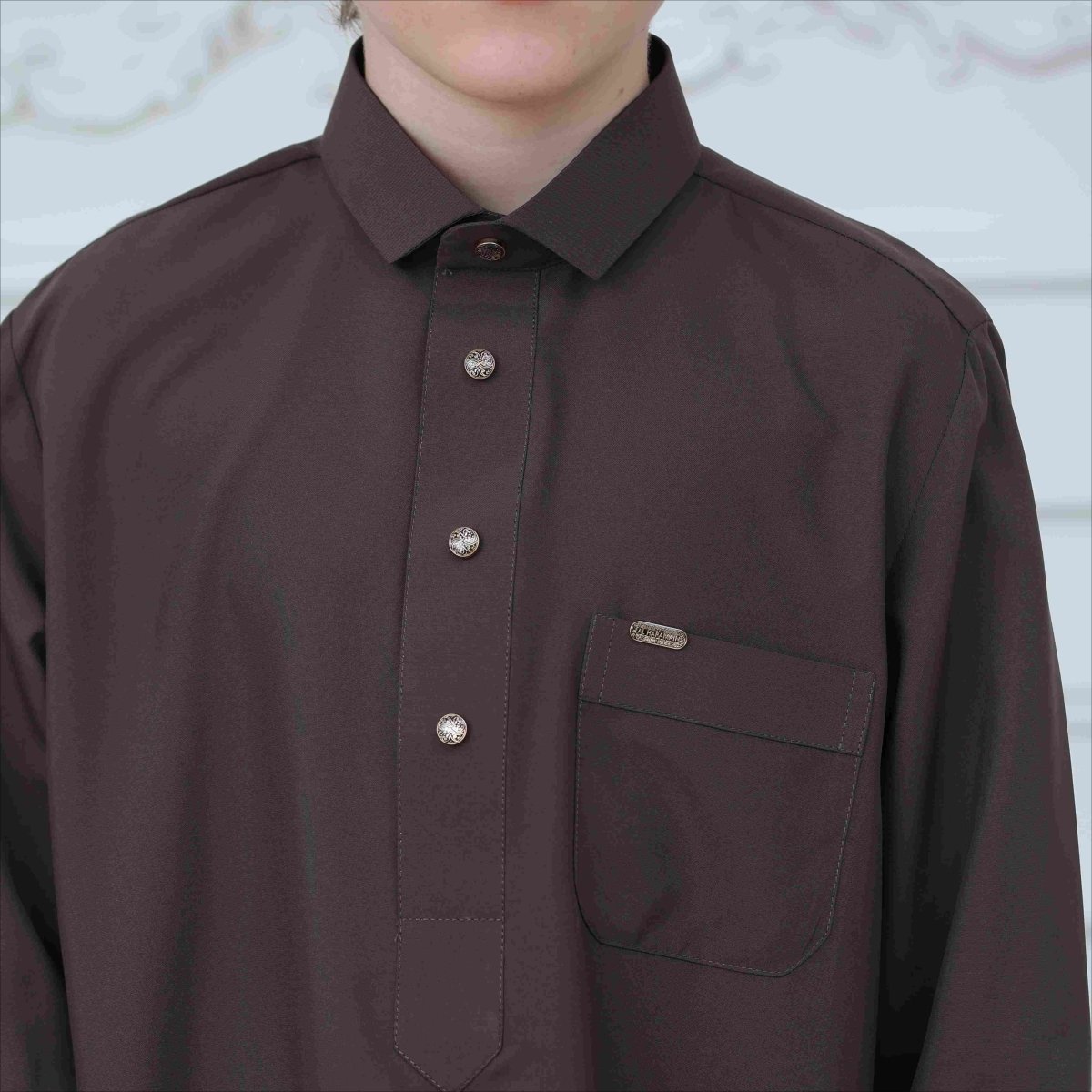 Boys' Classic Thobe with Collar & Pockets(MKB024) - Mariam's Collection