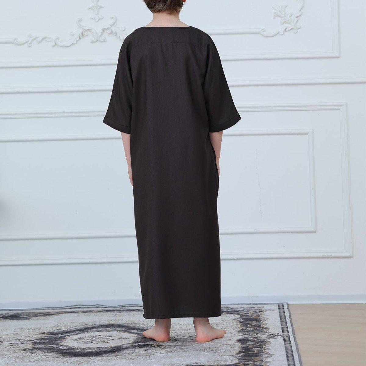 Boys' Embroidered Thobe with Pockets(MKB023) - Mariam's Collection