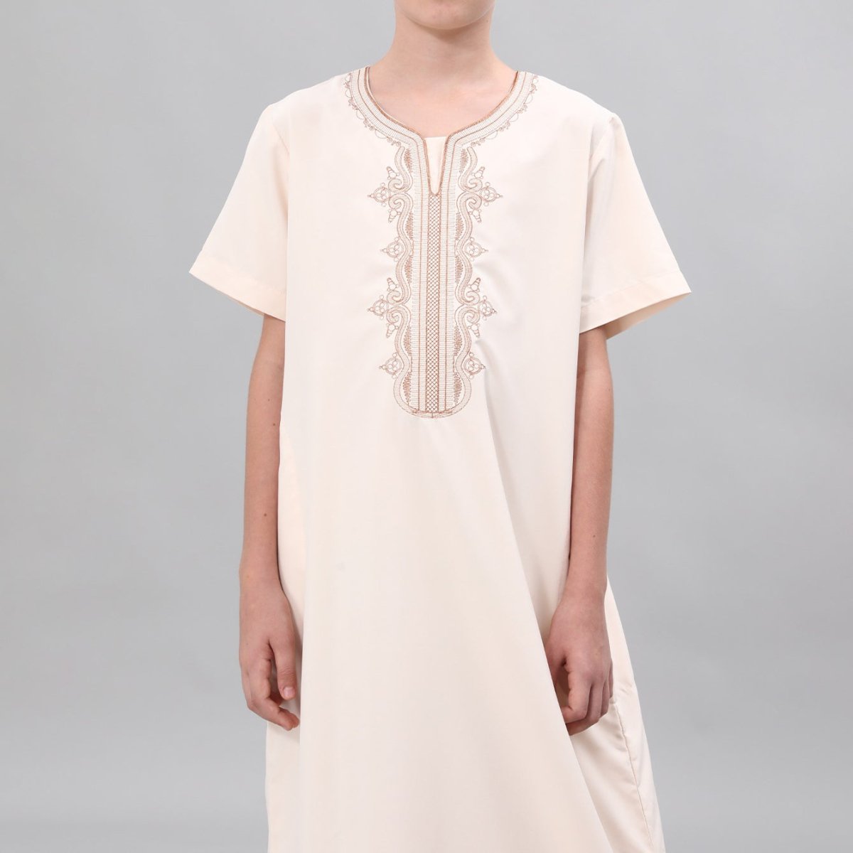Boys' Embroidered Thobe with Side Pockets(MKB035) - Mariam's Collection