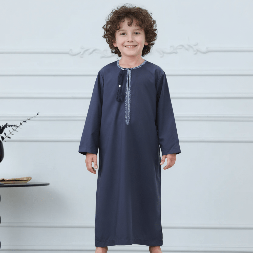Boys Embroidered Thobe with Tassel Detail(MKB016) - Mariam's Collection