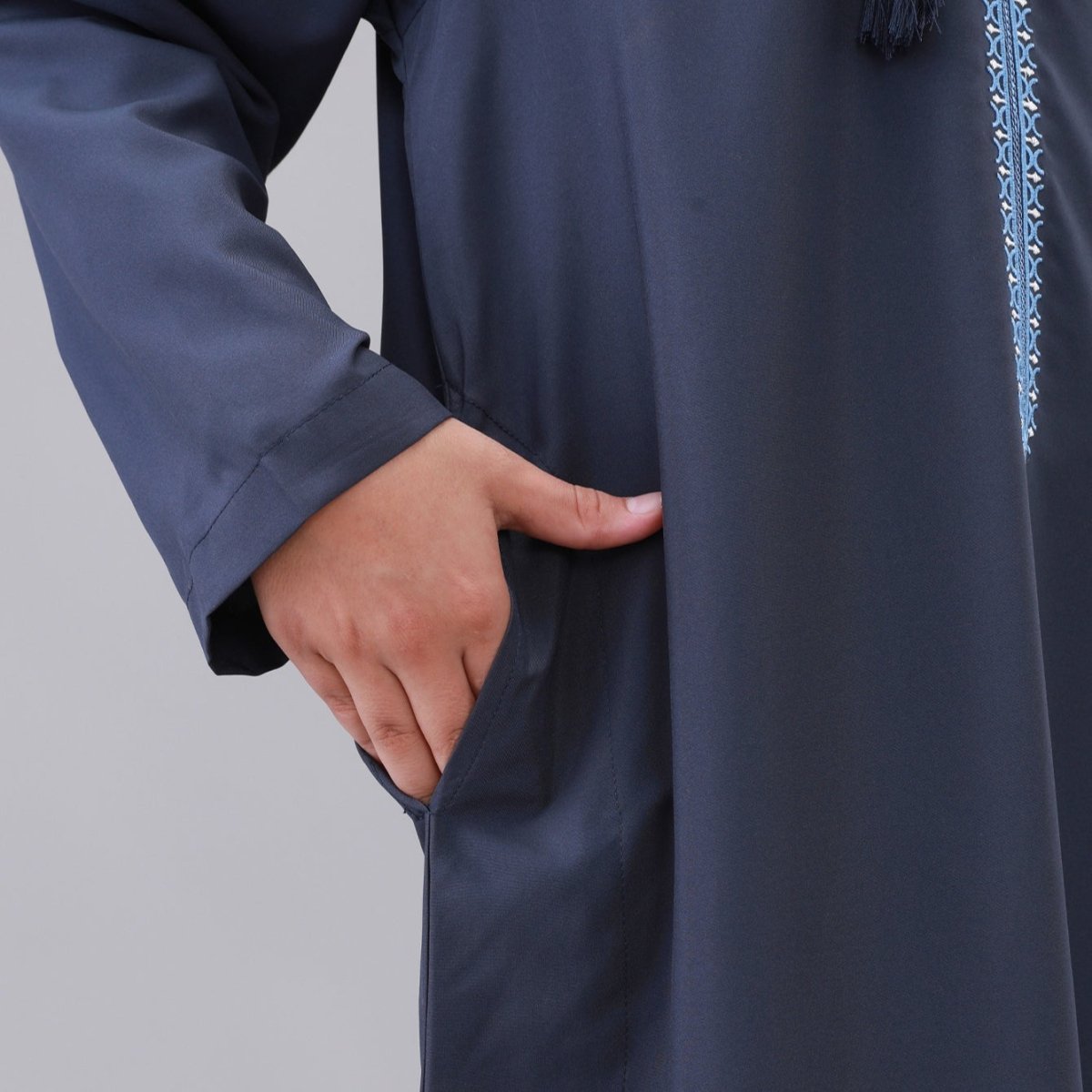 Boys Embroidered Thobe with Tassel Detail(MKB016) - Mariam's Collection