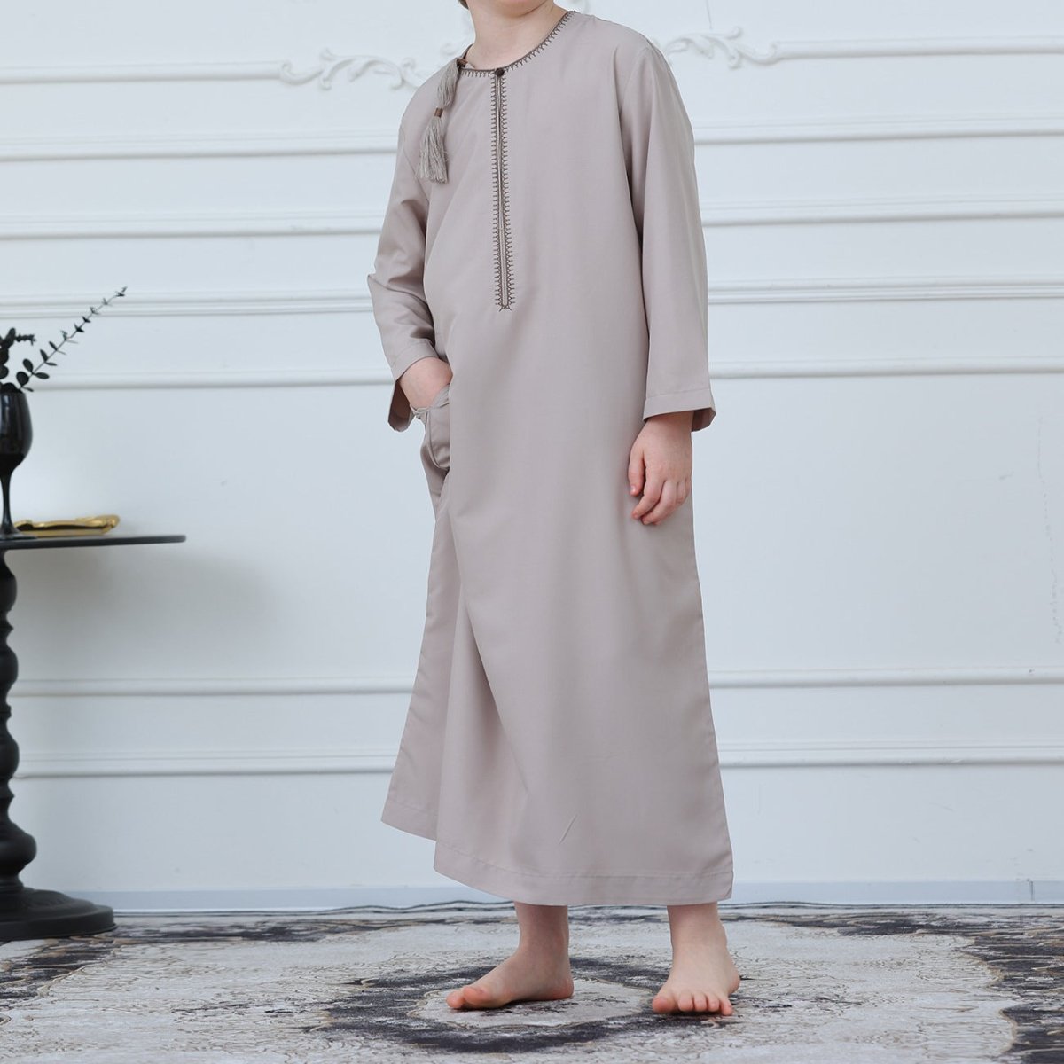 Boys Embroidered Thobe with Tassel Detail(MKB016) - Mariam's Collection