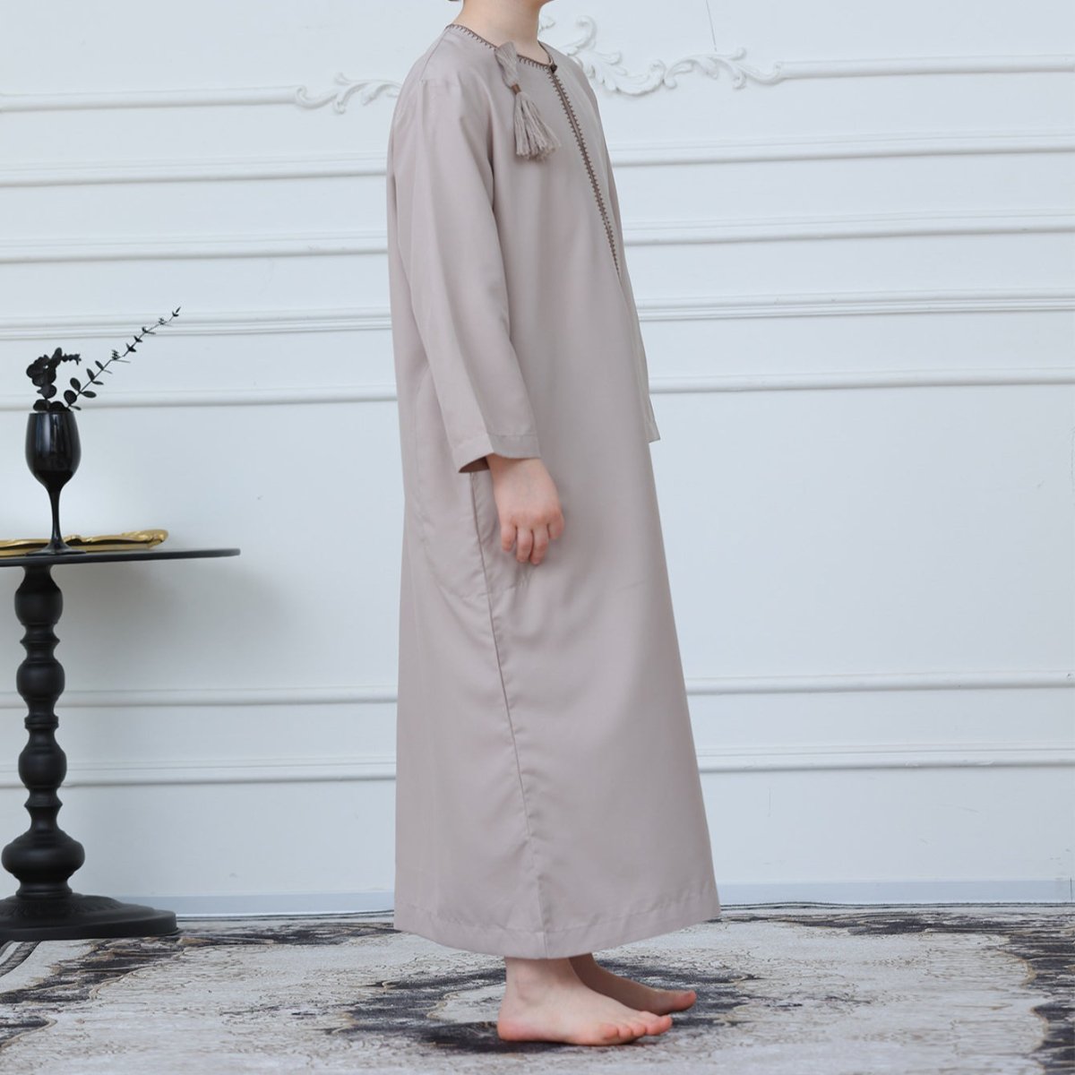 Boys Embroidered Thobe with Tassel Detail(MKB016) - Mariam's Collection