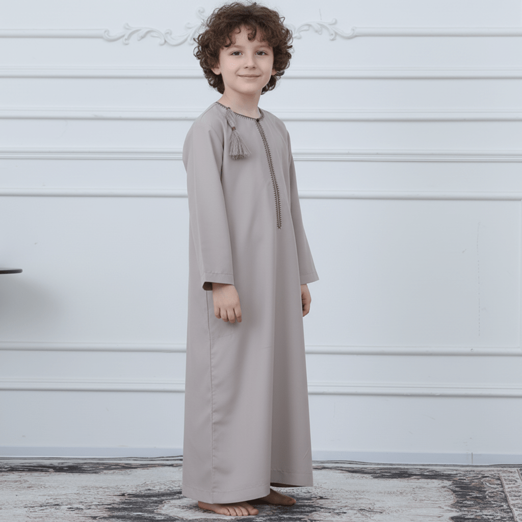 Boys Embroidered Thobe with Tassel Detail(MKB016) - Mariam's Collection
