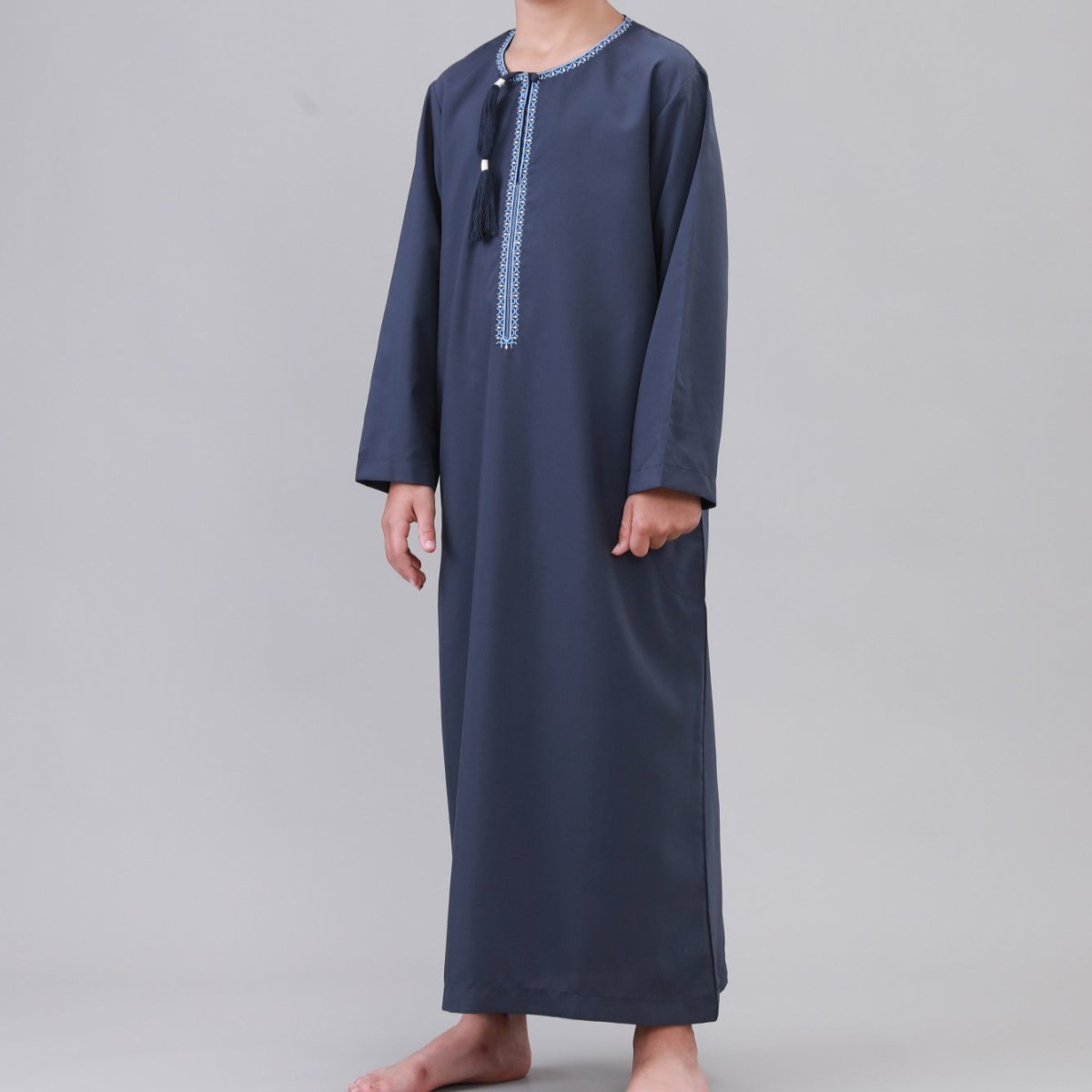 Boys Embroidered Thobe with Tassel Detail(MKB016) - Mariam's Collection