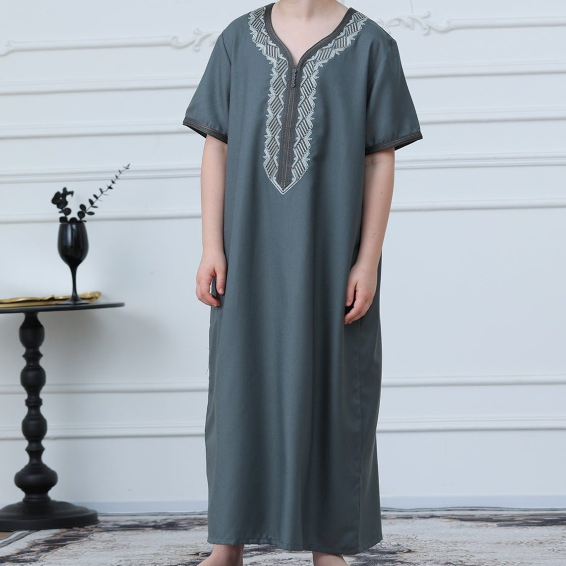 Boys Embroidered Zip - Front Thobe(MKB012) - Mariam's Collection