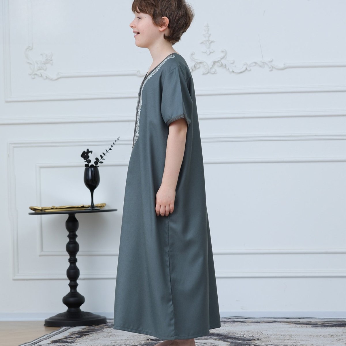 Boys Embroidered Zip - Front Thobe(MKB012) - Mariam's Collection