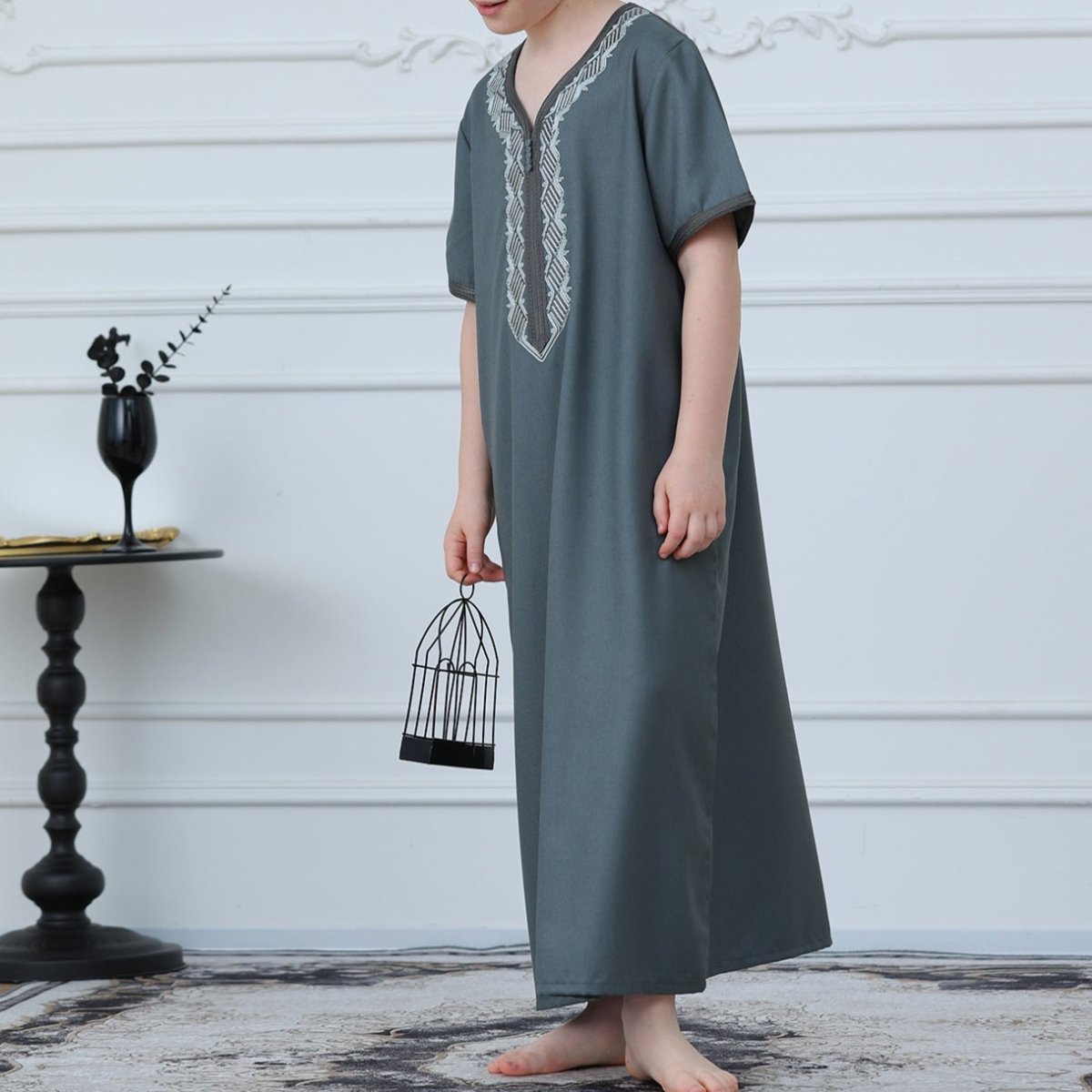 Boys Embroidered Zip - Front Thobe(MKB012) - Mariam's Collection