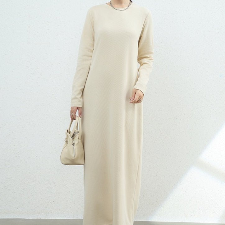 Brushed Fleece Maxi Sweatshirt Dress | Oversized Pullover Loungewear Dress(MA339) - Mariam's Collection