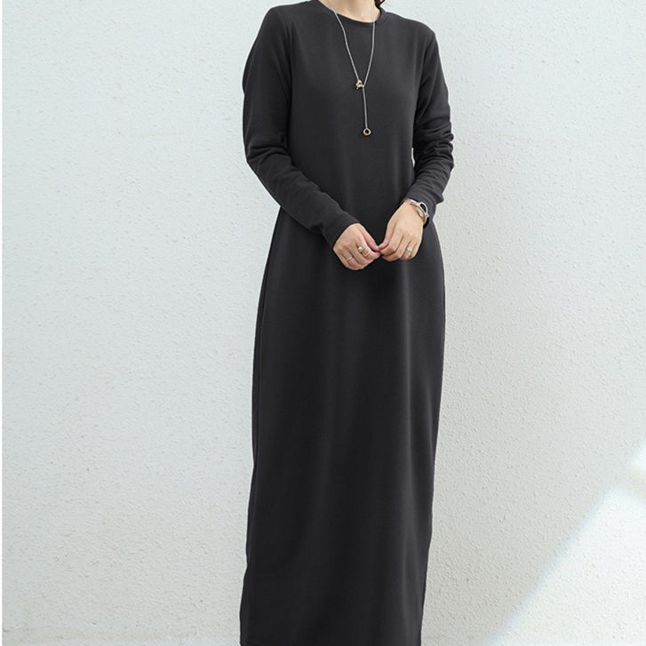 Brushed Fleece Maxi Sweatshirt Dress | Oversized Pullover Loungewear Dress(MA339) - Mariam's Collection