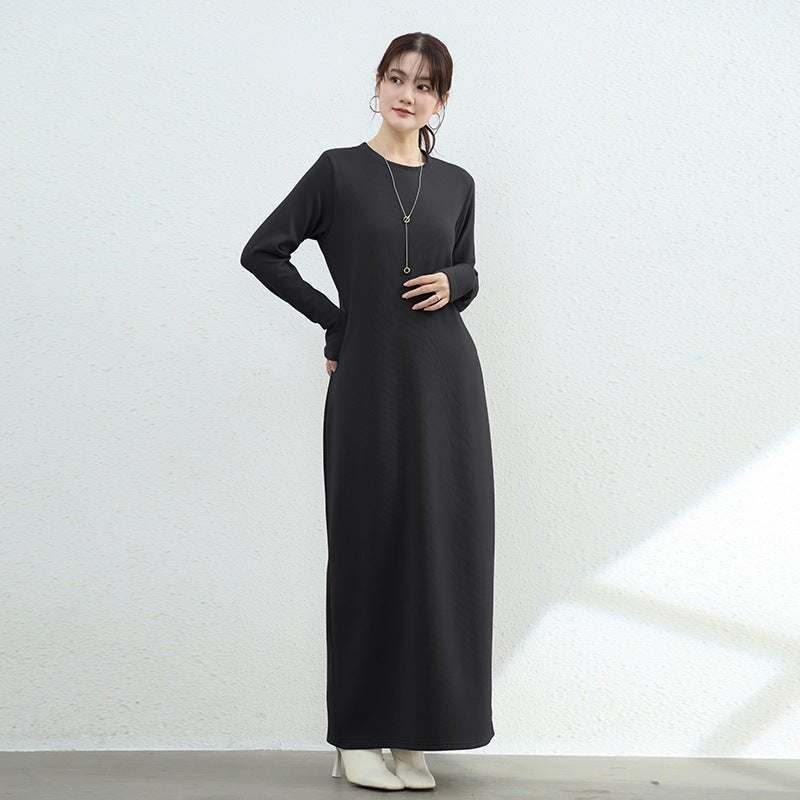 Brushed Fleece Maxi Sweatshirt Dress | Oversized Pullover Loungewear Dress(MA339) - Mariam's Collection