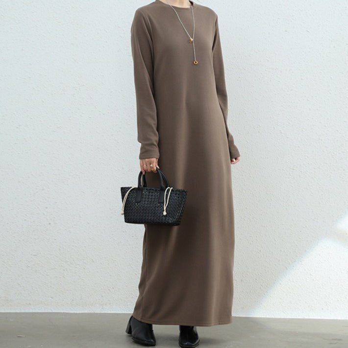 Brushed Fleece Maxi Sweatshirt Dress | Oversized Pullover Loungewear Dress(MA339) - Mariam's Collection