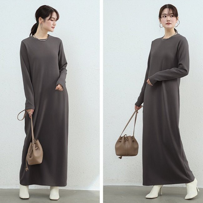 Brushed Fleece Maxi Sweatshirt Dress | Oversized Pullover Loungewear Dress(MA339) - Mariam's Collection