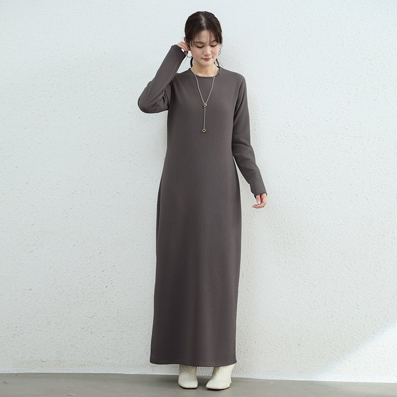 Brushed Fleece Maxi Sweatshirt Dress | Oversized Pullover Loungewear Dress(MA339) - Mariam's Collection