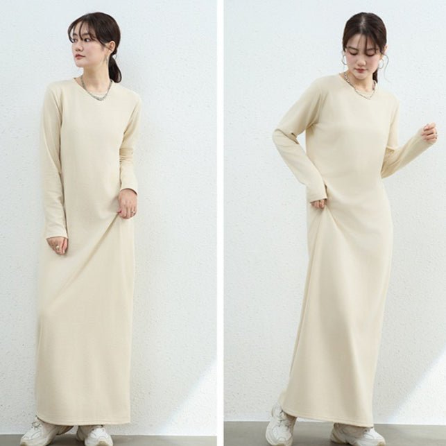 Brushed Fleece Maxi Sweatshirt Dress | Oversized Pullover Loungewear Dress(MA339) - Mariam's Collection