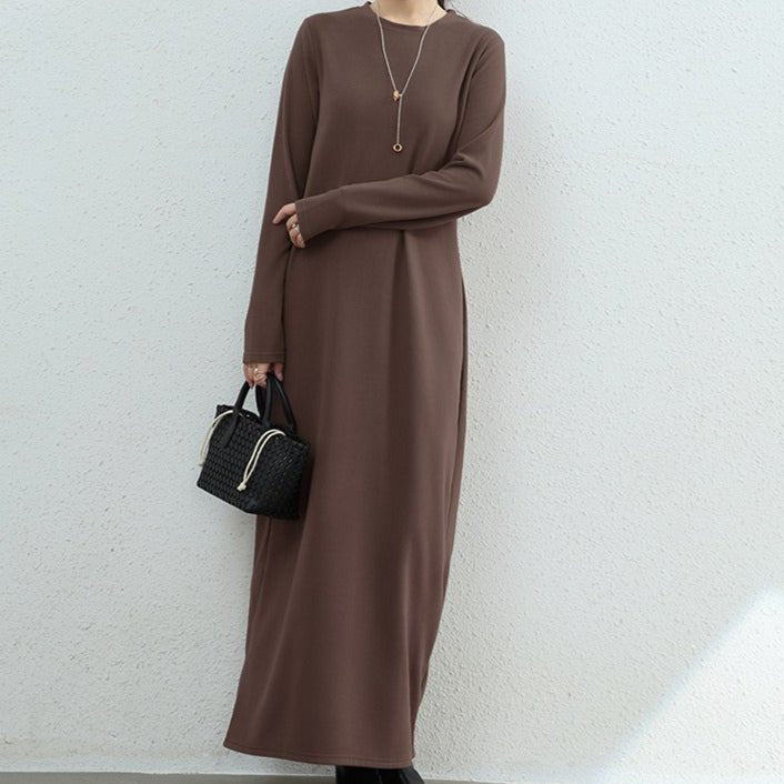 Brushed Fleece Maxi Sweatshirt Dress | Oversized Pullover Loungewear Dress(MA339) - Mariam's Collection