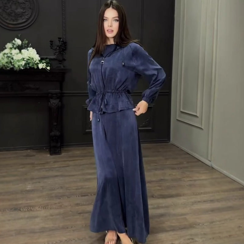 Fall Winter Modest Luxury 2-Piece Hooded Abaya Set(MS113)