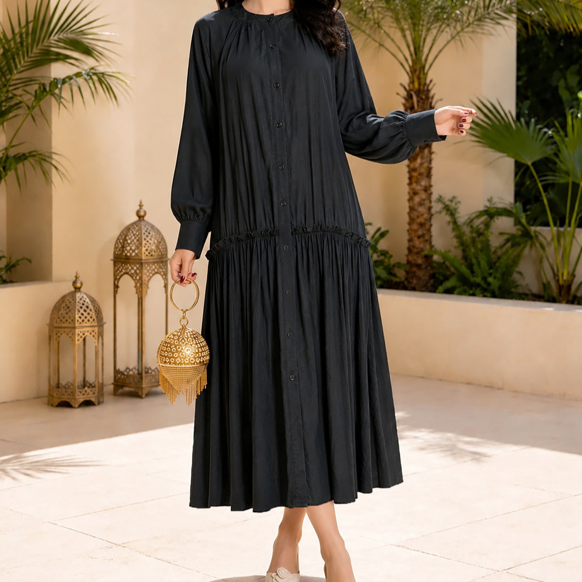 Solid Colour Tie-Waist Maxi Dress(MA472)