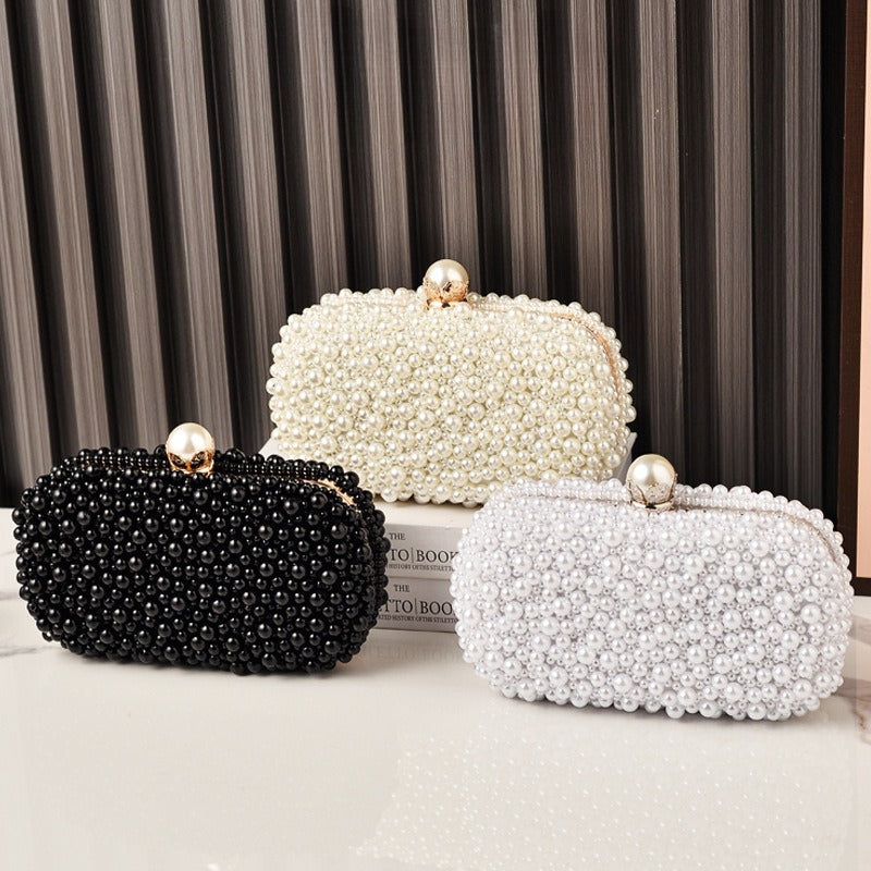 Elegant Faux Pearl Evening Clutch Bag - Vintage Style Beaded Handbag & Crossbody Purse for Weddings & Parties（MAC491）