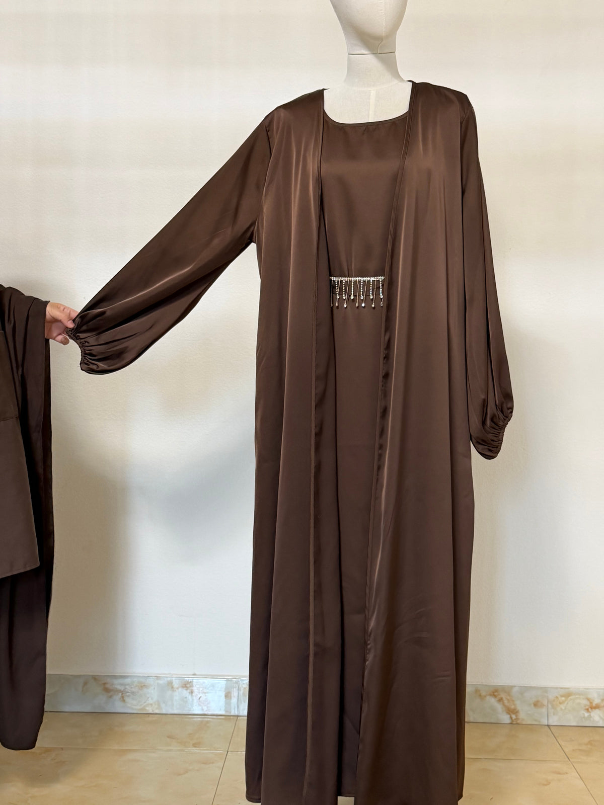 Archive Piece Satin-Look Long Robe Three-Piece Set - MP067 (Size M Only)