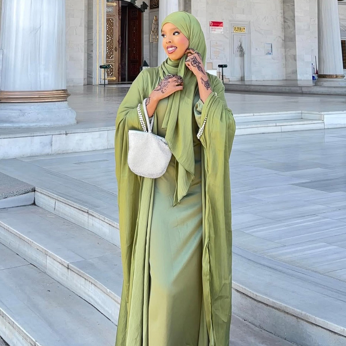 Luxe Beaded Cardigan Abaya |  Modest Luxury Evening Wear Beading-Embellished Robes (MOA195)