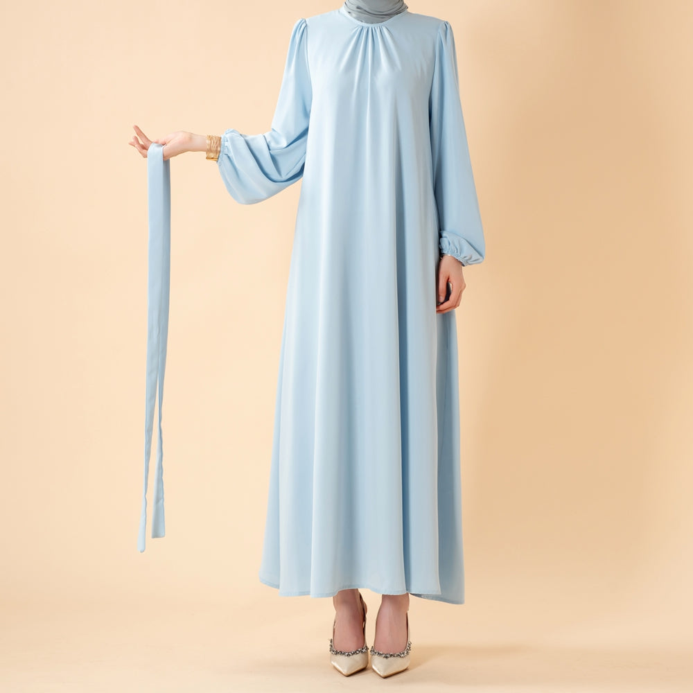 Candy Color Pleated Abaya | Must - have Essential Basic Dress (MA142) - Mariam's Collection