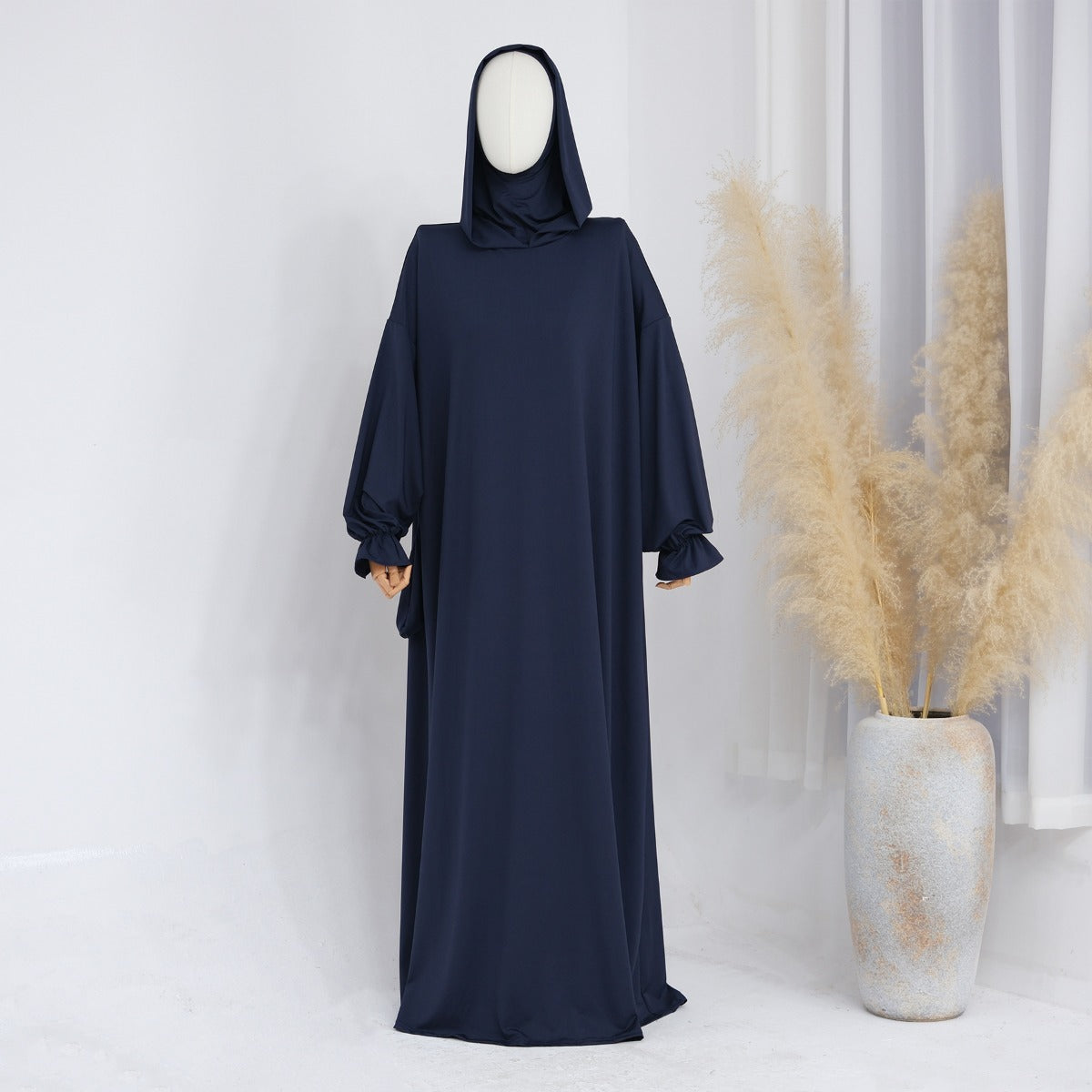 Modest Casual Hooded Abaya Collection | Tone Robes with Bubble Sleeves (MJ021)