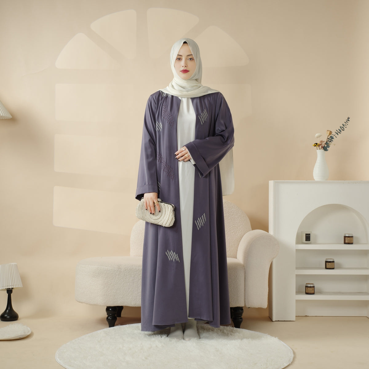 Archive Piece 3D Embroidery Abaya With Geometric Beads - MP004 (Size M Only)