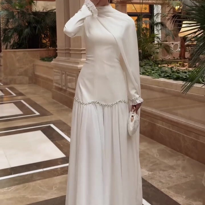 Crystal Waist Chain Dress with Ruffle Cuffs(MS306)