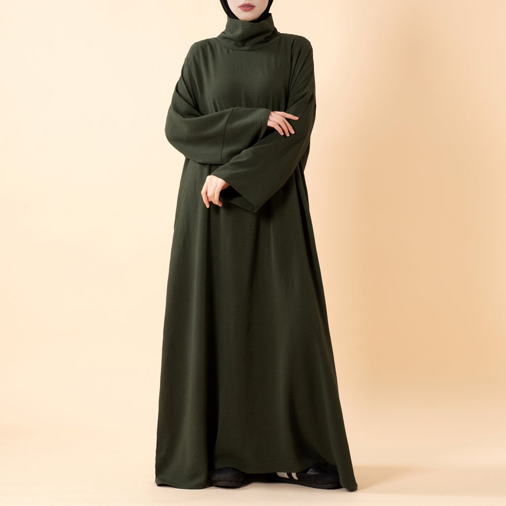Everyday Crepe Turtleneck Abaya – Relaxed Fit for All Seasons(MA384)