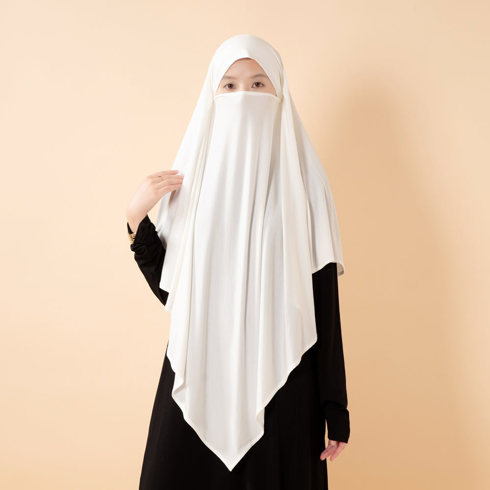 Premium Lenzing™ Modal Khimar with Integrated Face Veil (MK026)