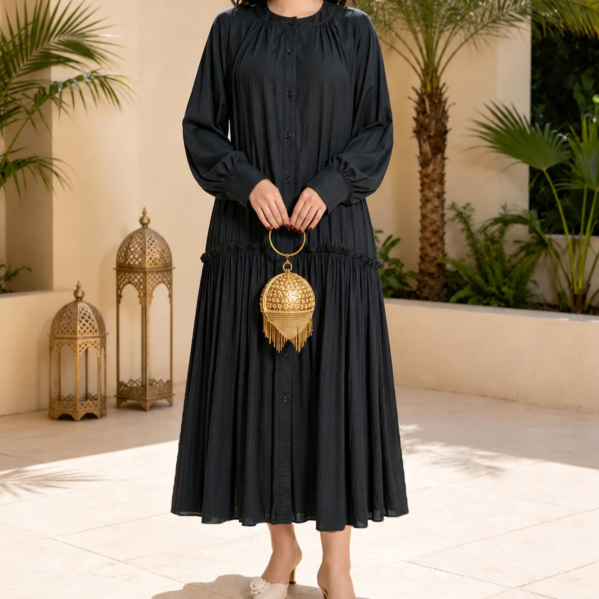 Solid Colour Tie-Waist Maxi Dress(MA472)