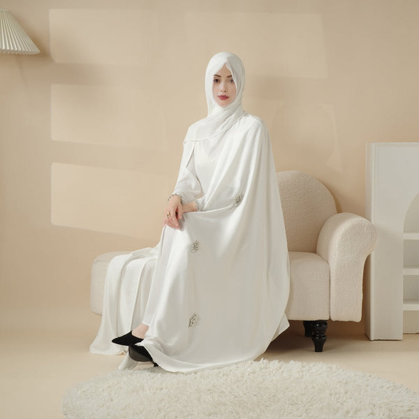 Cape Abaya, Haute Couture Heavy Rhinestone Abaya (MOA067) - Mariam's Collection